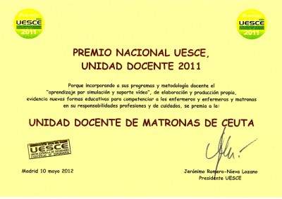 Premio UESCE 2011 a la Unidad Docente de Matronas de Ceuta
