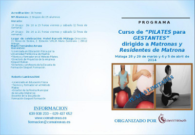 Información del curso "Pilates para gestantes" dirigido a Matronas (1)