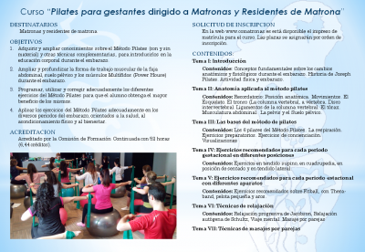 Pilates para matronas - Bilbao, noviembre 2014 - Acreditado por la Comisión de Formación Continuada